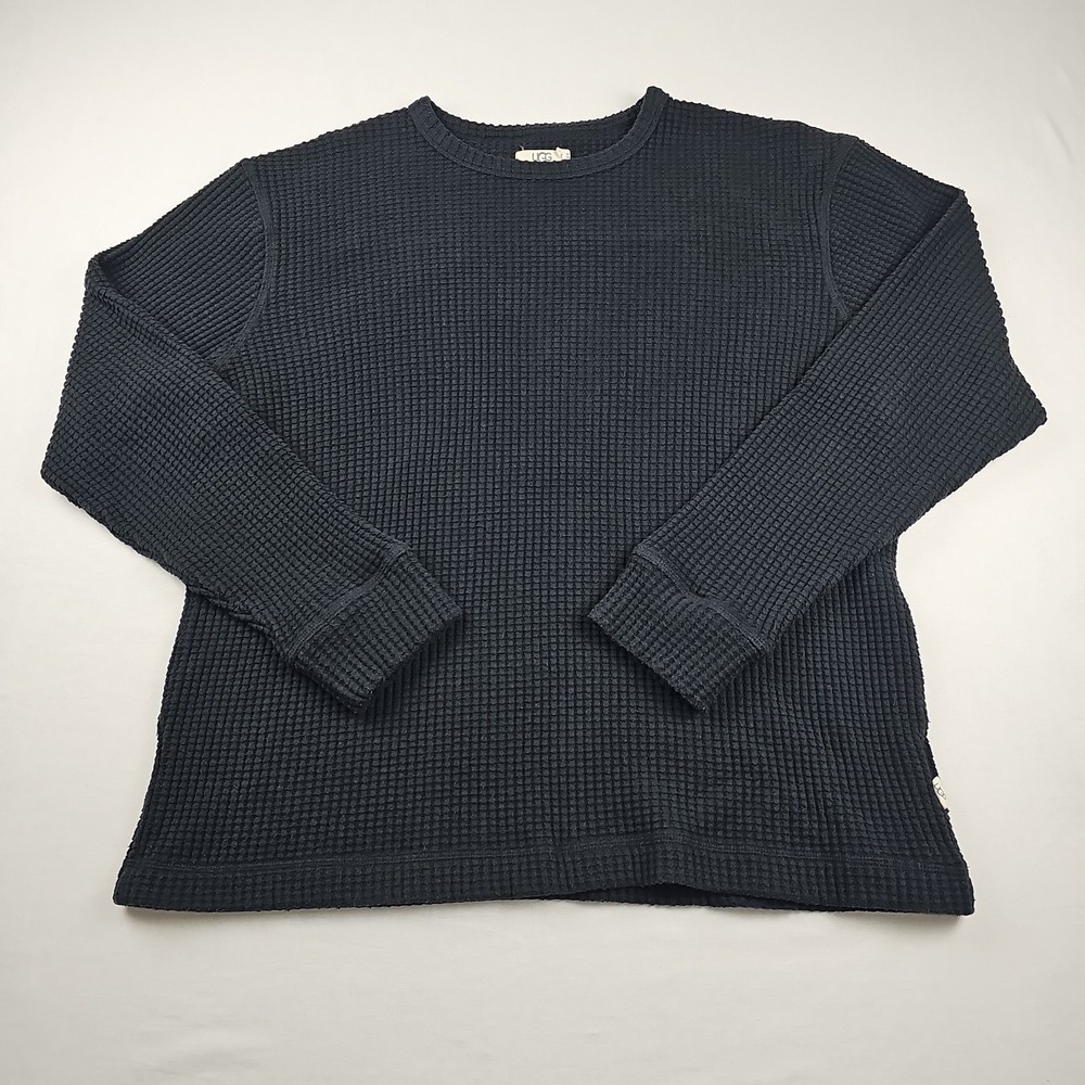 UGG Sweater Women Size L Black Crewneck  Long Sleeve Cotton Blend Pullover  Knit